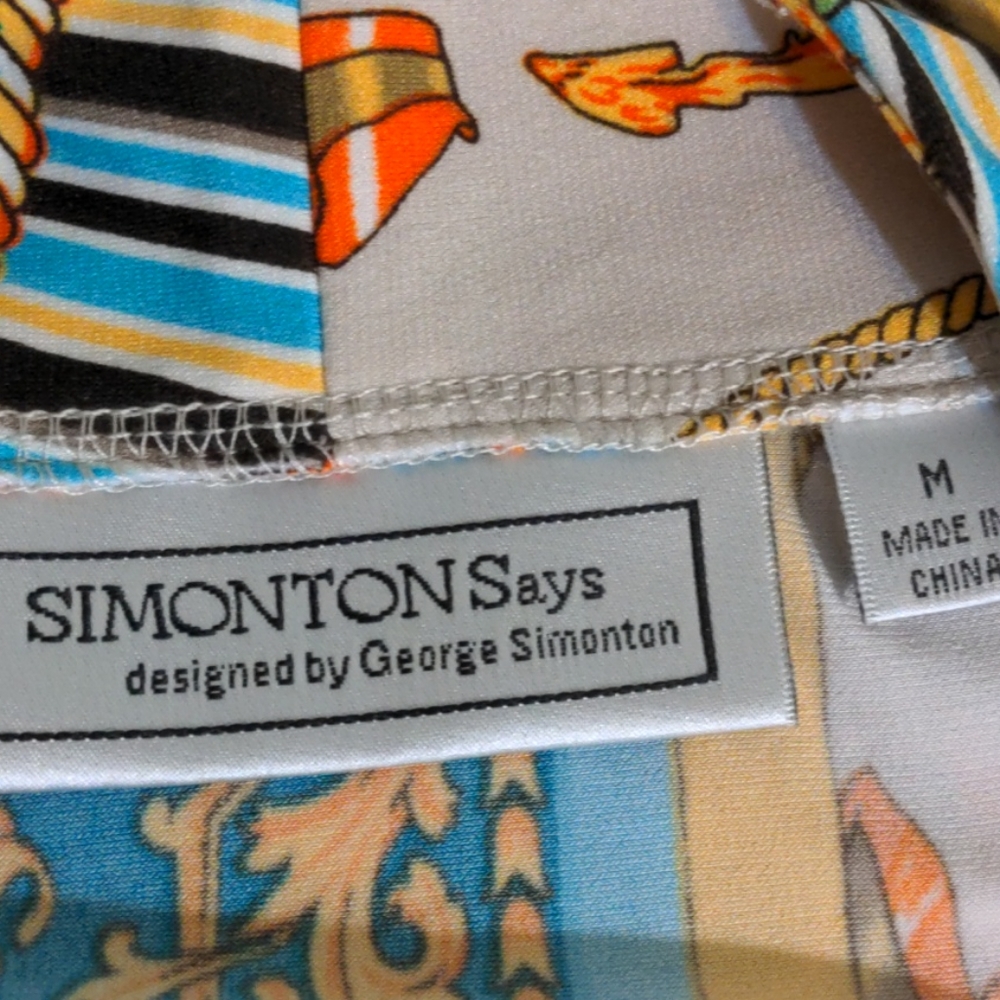 George Simonton Status print short sleeve top - Picture 3 of 4